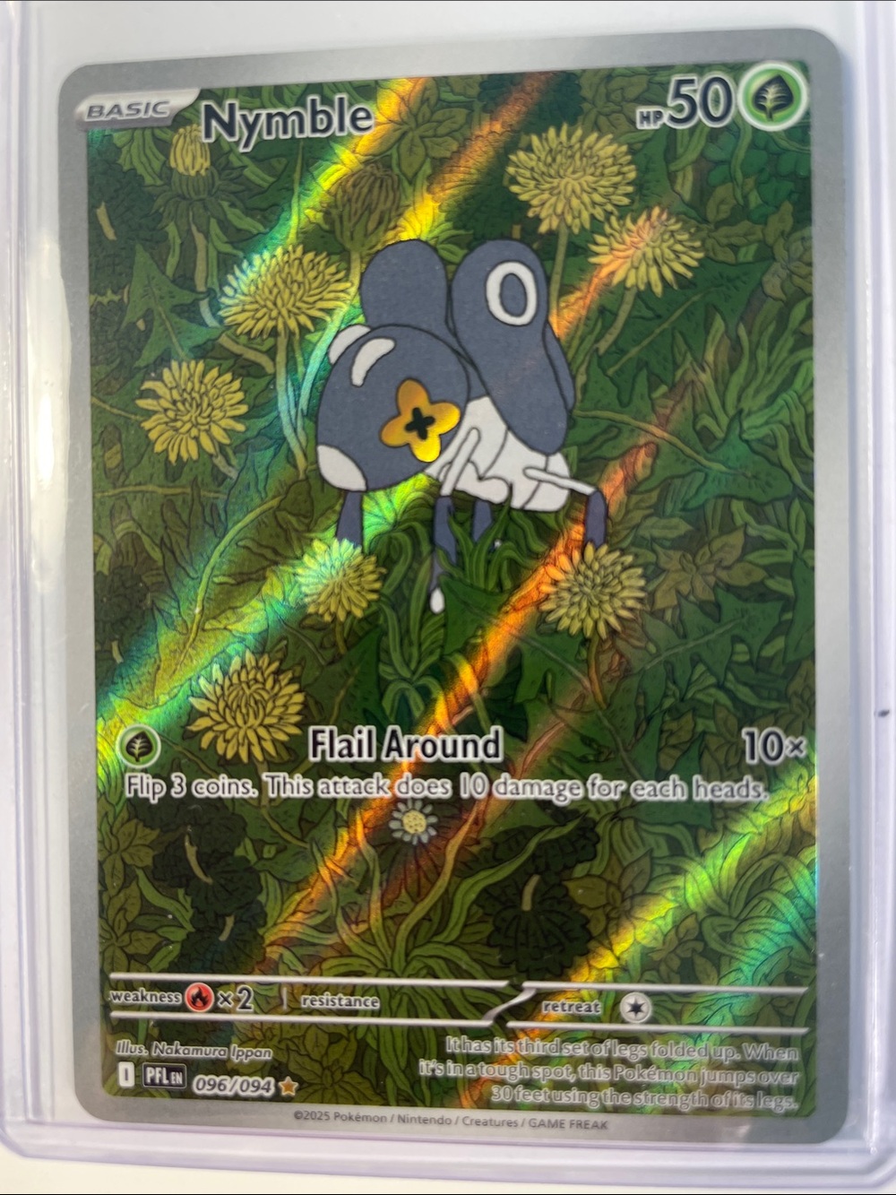 Pokemon Nymble Art Print - Green and Yellow Holo
